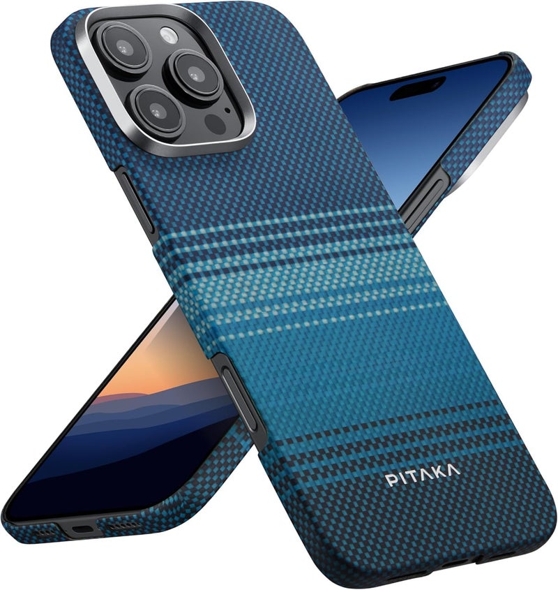 PITAKA Case for iPhone 16 Pro Compatible with Magnetic, Slim & Light iPhone 16 Pro Case 6.3-inch with a Case-Less Touch Feeling, 1500D Aramid Fiber Made (Moonrise) - Image 1