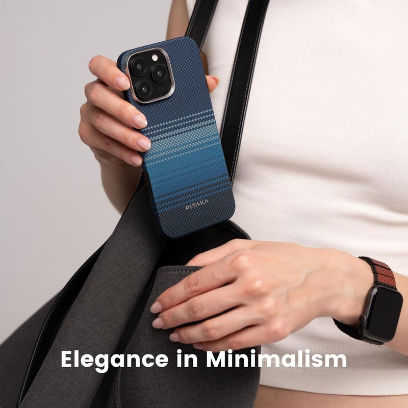PITAKA Case for iPhone 16 Pro Compatible with Magnetic, Slim & Light iPhone 16 Pro Case 6.3-inch with a Case-Less Touch Feeling, 1500D Aramid Fiber Made (Moonrise) - Image 4