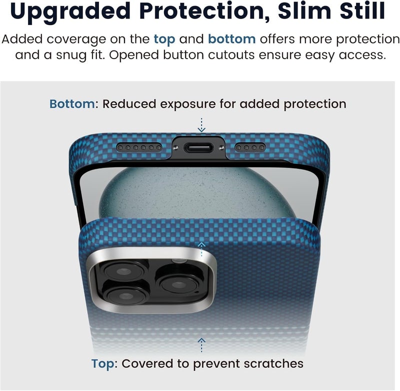 PITAKA Case for iPhone 16 Pro Compatible with Magnetic, Slim & Light iPhone 16 Pro Case 6.3-inch with a Case-Less Touch Feeling, 1500D Aramid Fiber Made (Moonrise) - Image 2