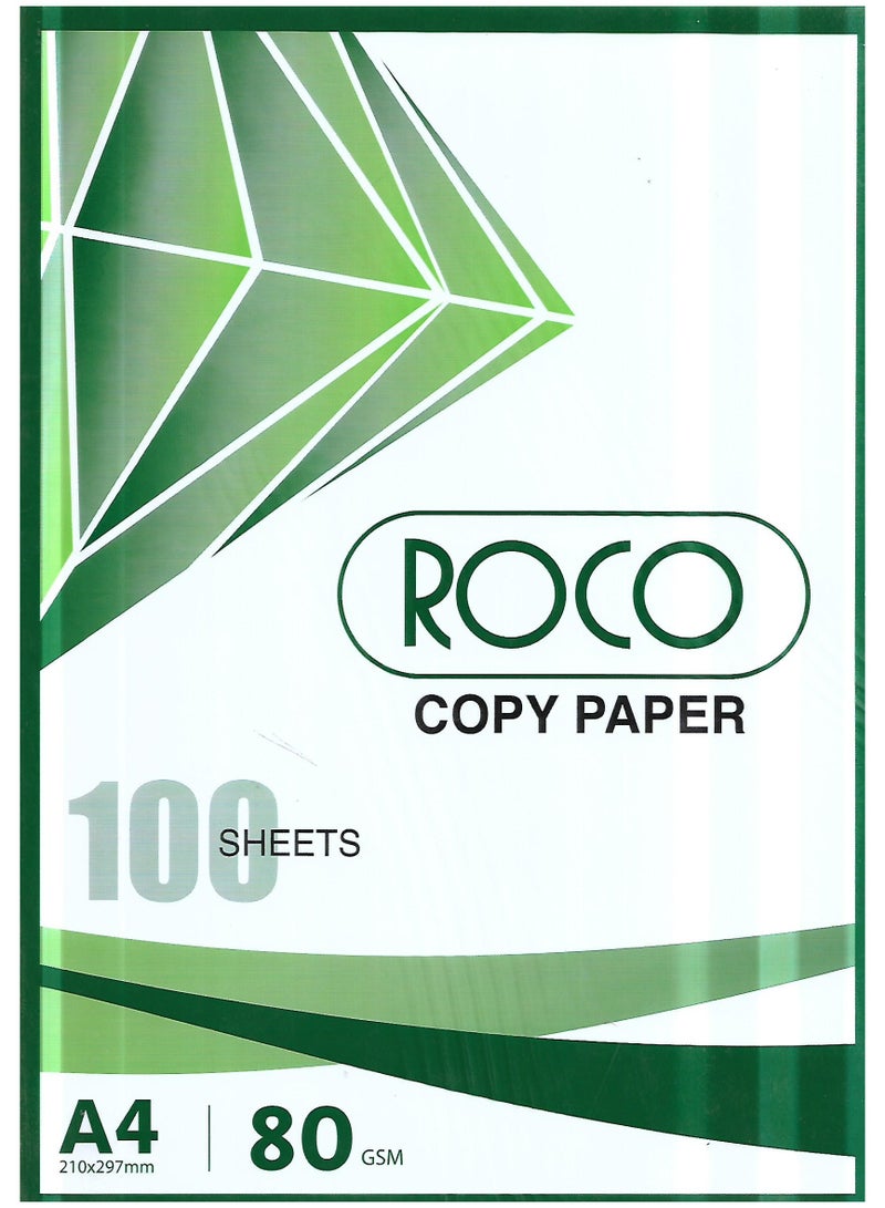 Roco A4 Printing Paper 80 GSM, 100 Sheets, Multi-Purpose Copy Paper, White