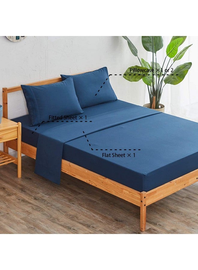 SONORO KATE Sonoro Kate Bed Sheet Set Super Soft Microfiber 1800 Thread Count Luxury Egyptian Sheets 18-Inch Deep Pocket Wrinkle and Hypoallergenic-4 Piece(King, Navy Blue)  - Image 2