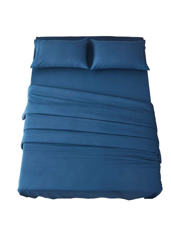 SONORO KATE Sonoro Kate Bed Sheet Set Super Soft Microfiber 1800 Thread Count Luxury Egyptian Sheets 18-Inch Deep Pocket Wrinkle and Hypoallergenic-4 Piece(King, Navy Blue)  - Image 1