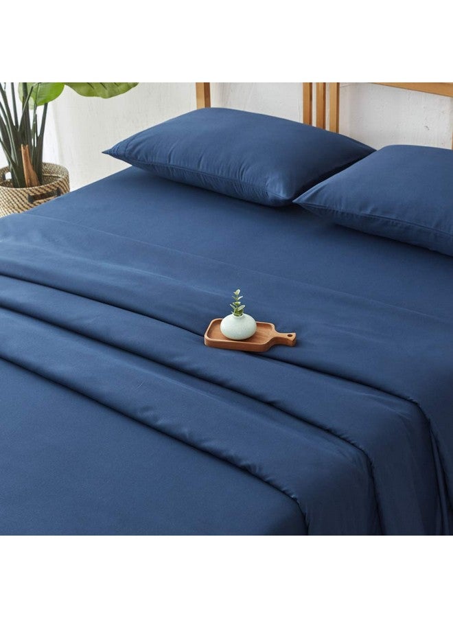SONORO KATE Sonoro Kate Bed Sheet Set Super Soft Microfiber 1800 Thread Count Luxury Egyptian Sheets 18-Inch Deep Pocket Wrinkle and Hypoallergenic-4 Piece(King, Navy Blue)  - Image 3