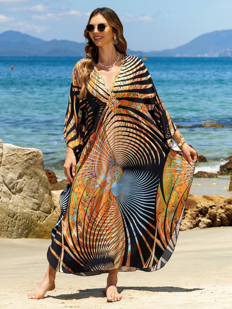IMAGEKOPE Women 2025 Summer Kaftan Dresses Plus Size Bathing Suit Cover Up Moo Moos Beach Dress for Swimwear Caftan Dress - Image 4