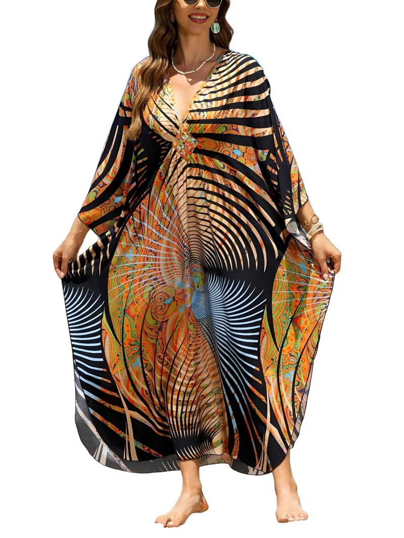 IMAGEKOPE Women 2025 Summer Kaftan Dresses Plus Size Bathing Suit Cover Up Moo Moos Beach Dress for Swimwear Caftan Dress - Image 1