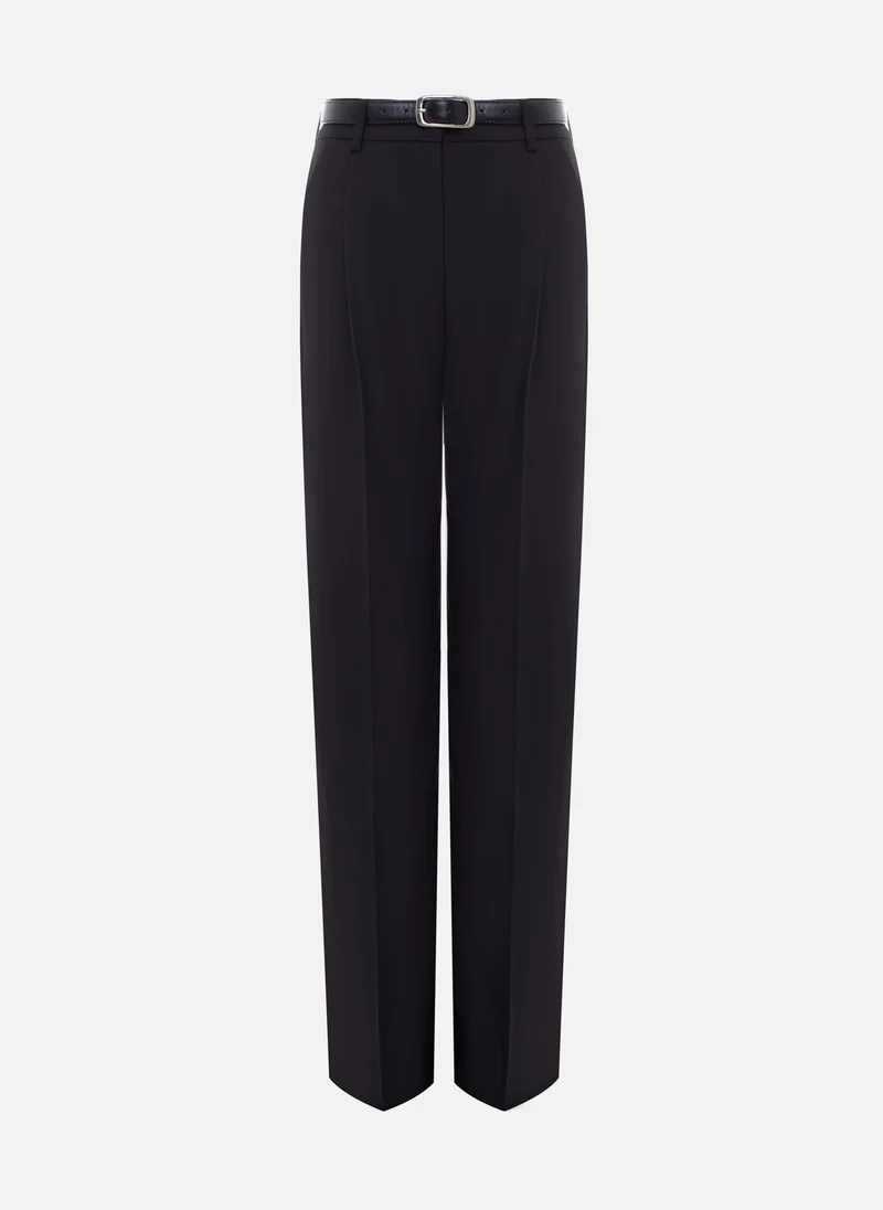 Lichi Straight suiting trousers with eco-leather belt