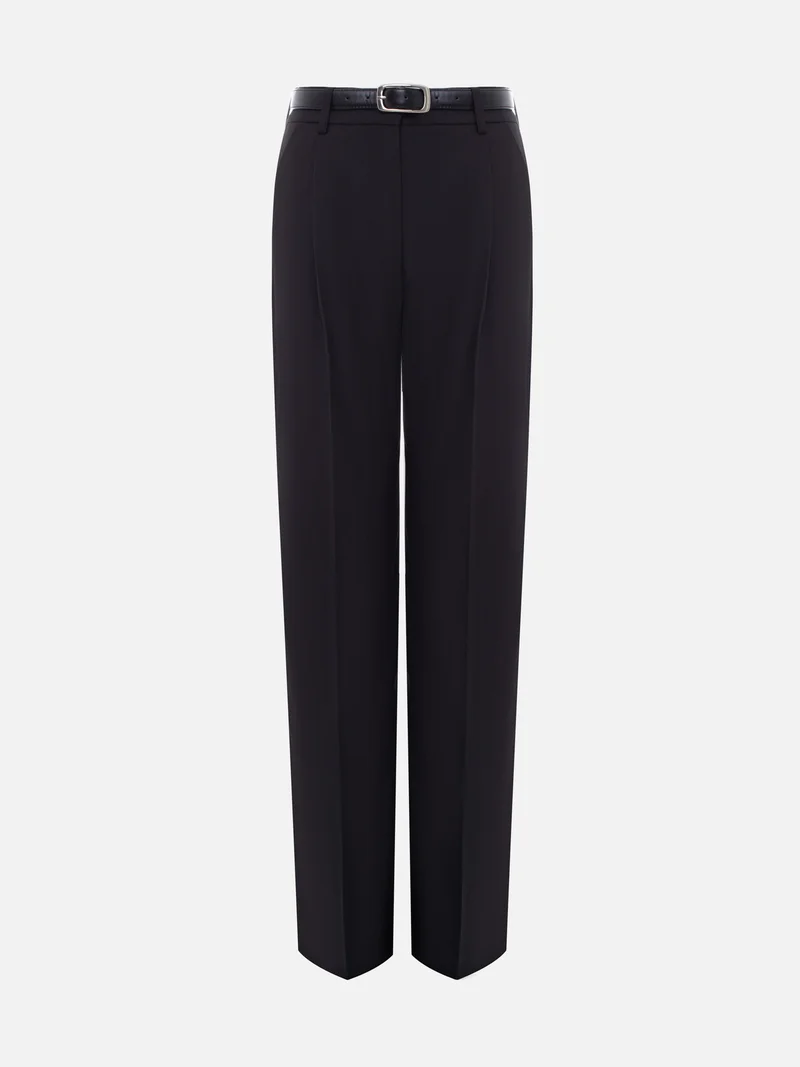 Lichi Straight suiting trousers with eco-leather belt