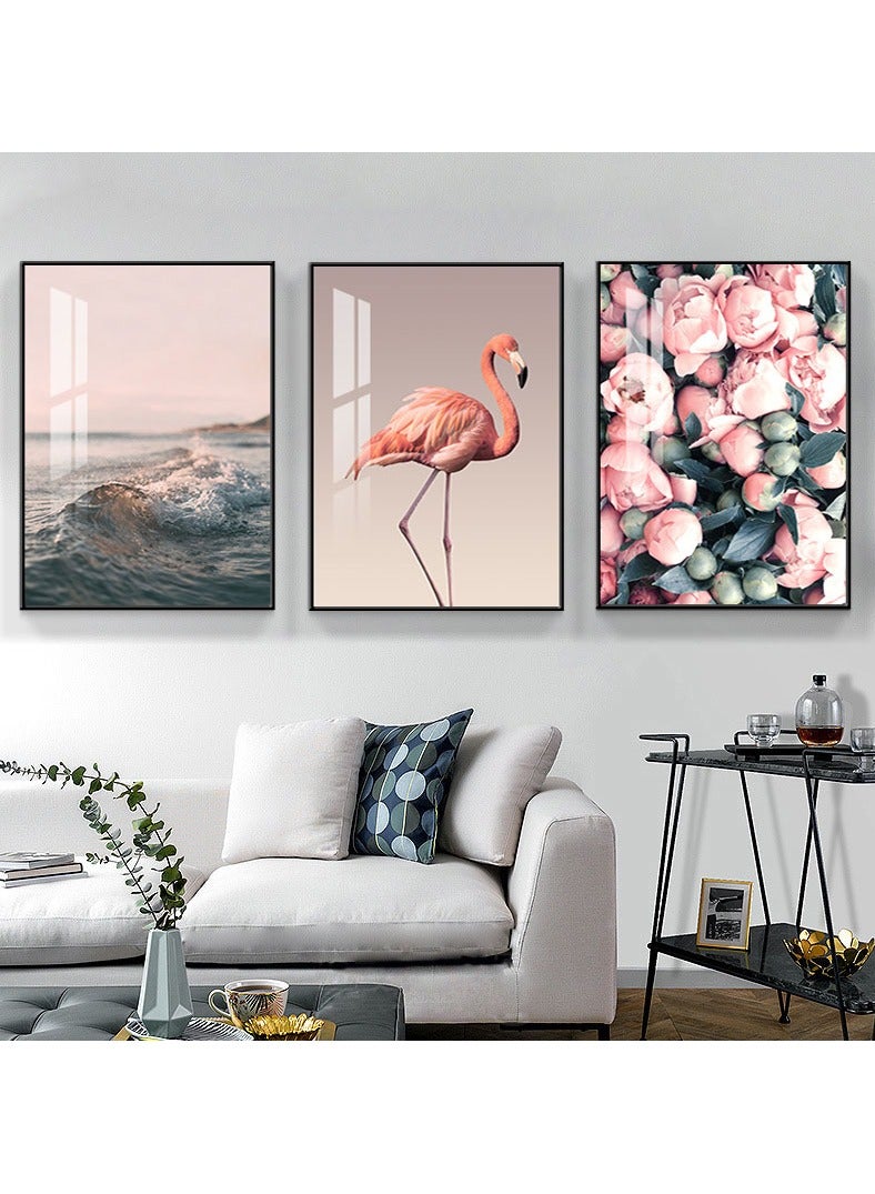 FASHION HOME 3PCS Wall Art Bright Style Minimalist Decor Modern Abstract Canvas Prints Poster Picture Framed Paintings Decorations - Image 2
