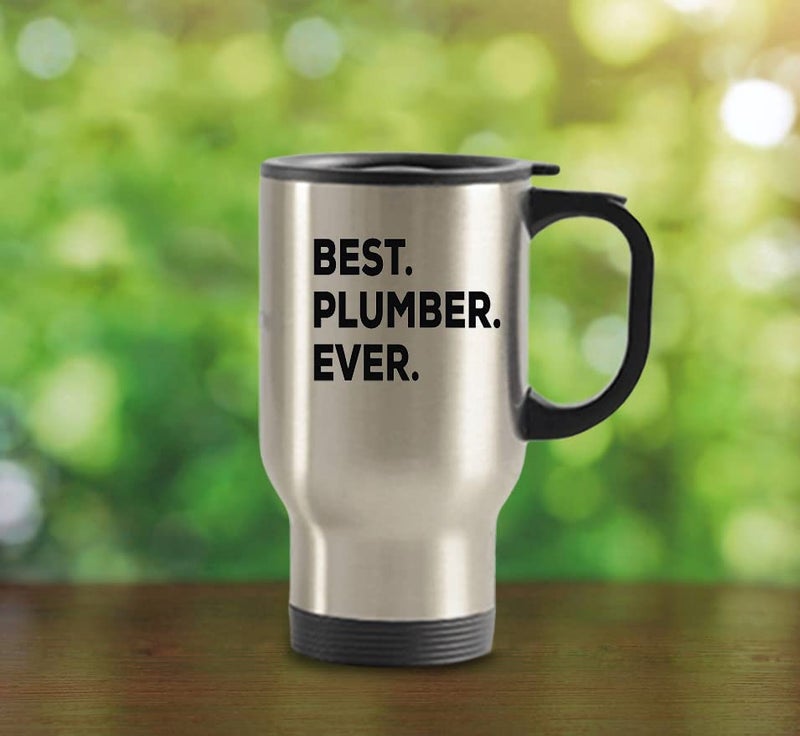 SpreadPassion THE STORE – The Best Plumber Ever Tumbler – Stainless Steel Novelty Tumbler for Birthday and Anniversary Parties – Gift Idea for Appreciate on Christmas – 14 Oz Hot Tea Tumbler (Silver) - Image 4