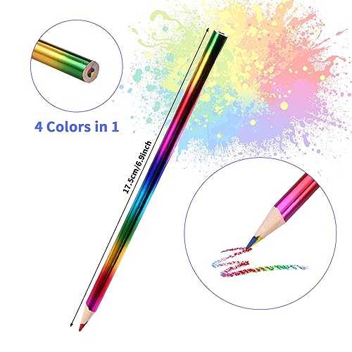 GOLDGE 40Pcs 4-in-1 Rainbow Pencils Party Favors (NOT pre-sharpened)– Colored Pencils for Kids, End-of-Year Student Gifts from Teachers, Goodie Bag Stuffers for Birthdays, Classrooms - Image 2