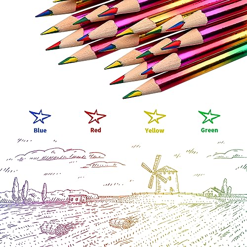 GOLDGE 40Pcs 4-in-1 Rainbow Pencils Party Favors (NOT pre-sharpened)– Colored Pencils for Kids, End-of-Year Student Gifts from Teachers, Goodie Bag Stuffers for Birthdays, Classrooms - Image 3