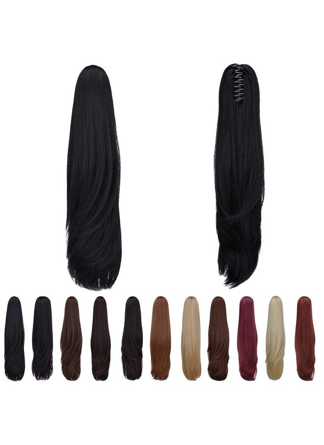 SYXLCYGG - Black Ponytail Extension Straight Clip Claw Ponytails 22" 5.5 Oz Synthetic Like Real Hair Fake Hair Pieces For Women Easy To Use Fluffy⫬ Tangled - Image 1