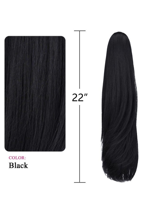 SYXLCYGG - Black Ponytail Extension Straight Clip Claw Ponytails 22" 5.5 Oz Synthetic Like Real Hair Fake Hair Pieces For Women Easy To Use Fluffy⫬ Tangled - Image 1