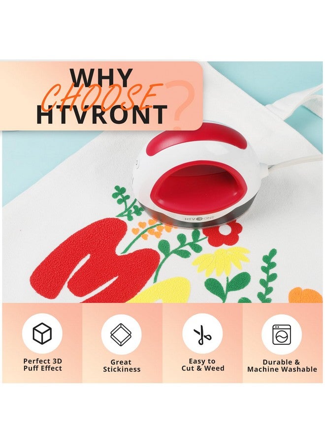 HTVRONT Black Puff Vinyl Heat Transfer - 10" x 6ft Black Puff HTV Vinyl Roll for T Shirts, Black 3D Puff Heat Transfer Vinyl for Cricut & Cameo - Easy to Cut & Weed & Transfer (Black) - Image 2