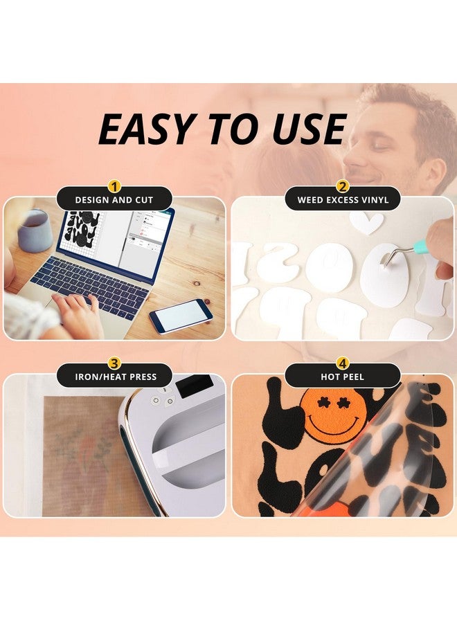 HTVRONT Black Puff Vinyl Heat Transfer - 10" x 6ft Black Puff HTV Vinyl Roll for T Shirts, Black 3D Puff Heat Transfer Vinyl for Cricut & Cameo - Easy to Cut & Weed & Transfer (Black) - Image 3