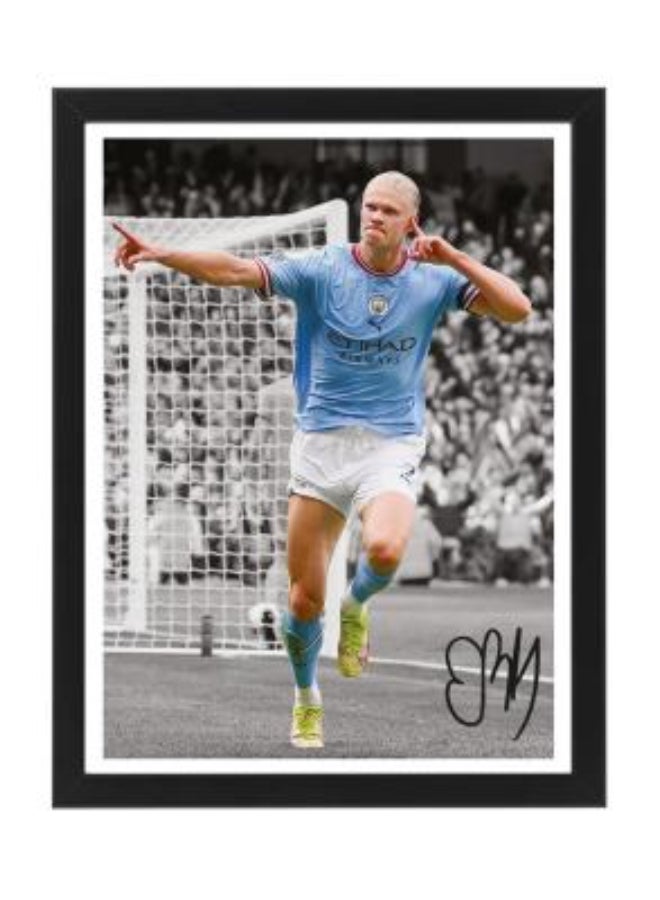 Boomah Accessories Erling Haaland Printed Autograph - Framed Poster 30x40cm - Football Memorabilia, Soccer Collectible, Gift for Fans , Man Cave