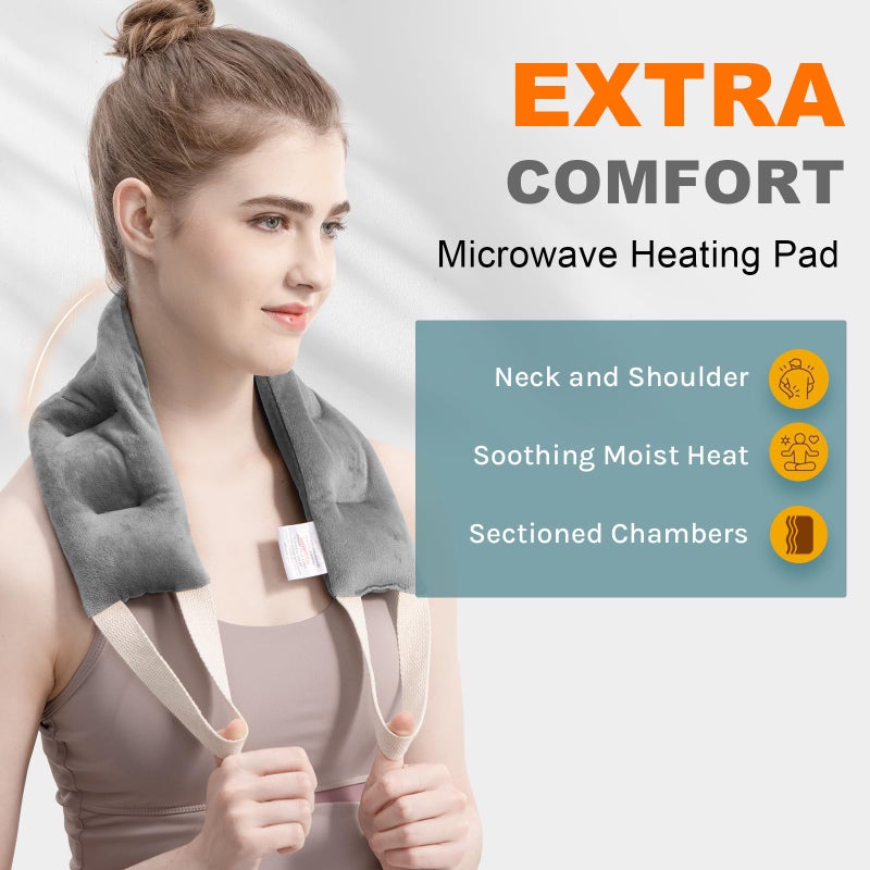 uncn Heating Pad for Neck Shoulders and Back Microwavable Wrap Weighted Neck Warmer 32x5in Microwave Heat Wrap Rice Beanbag Lavender Scented 1.5Pounds - Image 2