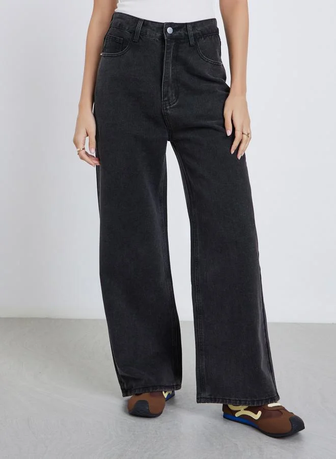 Styli Styli High Rise Straight Fit Jeans