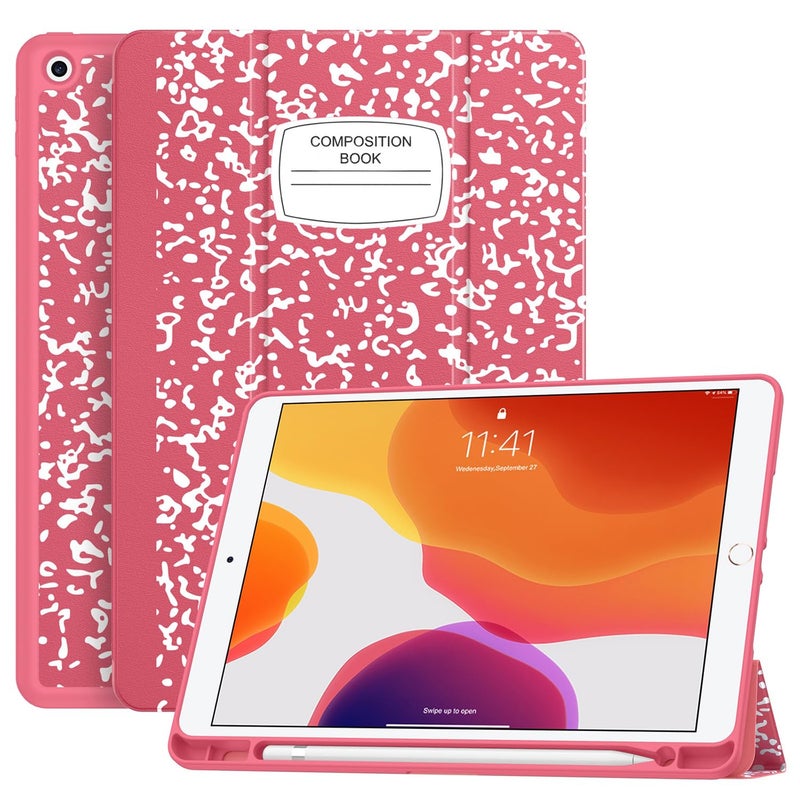 Soke Case for iPad 9th Generation 20218th Gen 20207th Gen 2019 with Pencil Holder Premium Shockproof Case with Soft TPU Back Cover Auto SleepWake for iPad 102 Inch Book Watermelon