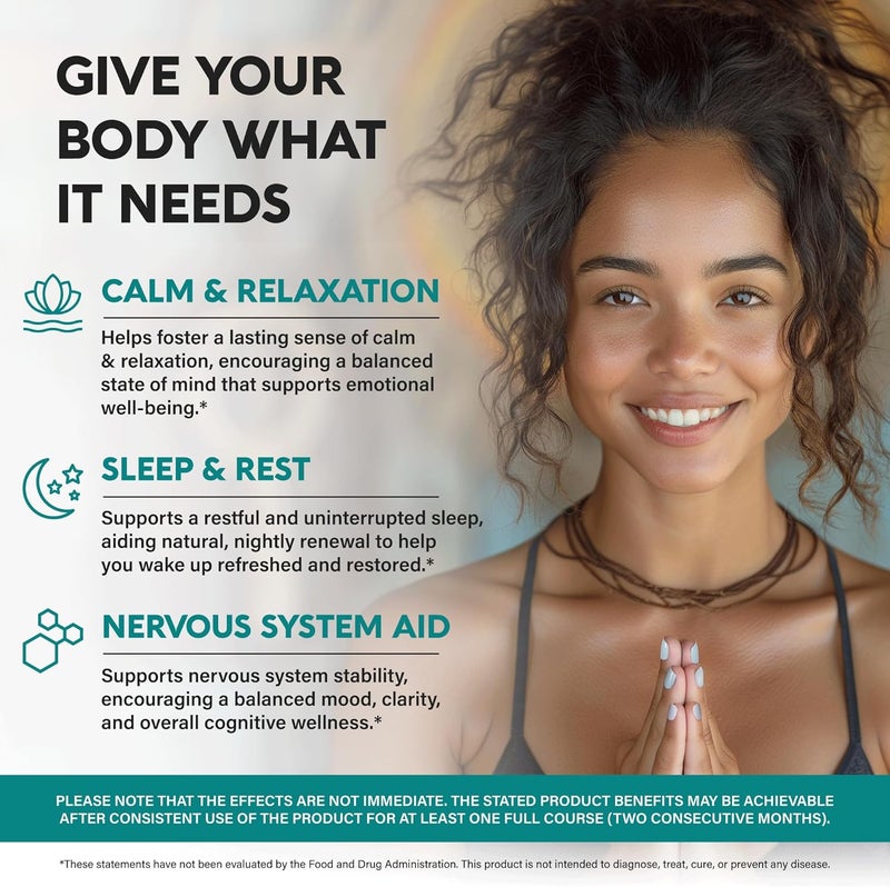 NUTRAHARMONY GABA LTheanine 900 mg  Made in USA  Magnesium  Vitamin B6  Calm Sleep Relaxation  Mood Support  750 mg Gamma AminoButyric Acid 150 mg LTheanine  NonHabit Forming Vegan  120 Capsules - Image 3