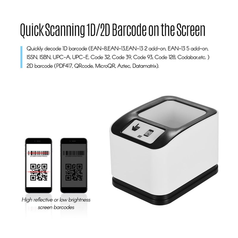 2200 1D/2D/QR Bar Code Scanner CMOS Image Desktop Barcode Reader USB Omnidirectional Screen Barcode Scanner - Image 5