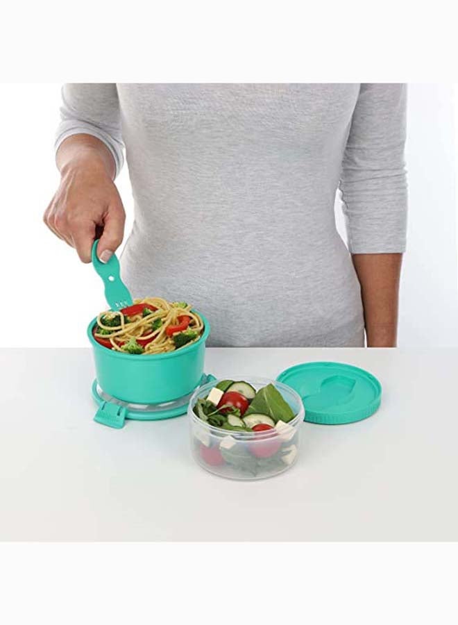 Sistema Lunch Stack To Go Round 965ml Teal – BPA Free Microwave Food Container with Steam Release Vent, Stackable Reusable Lunch Box for Meal Prep, Office, School & Travel - Image 3