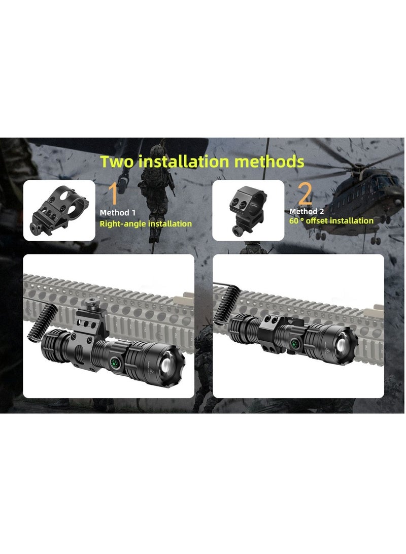 Flashlights Torches, Ultra Powerful Flashlight, USB Rechargeable Flash Light, Night Scout Lights, LED Zoom Tactical Lantern (Black,set B) - Image 4