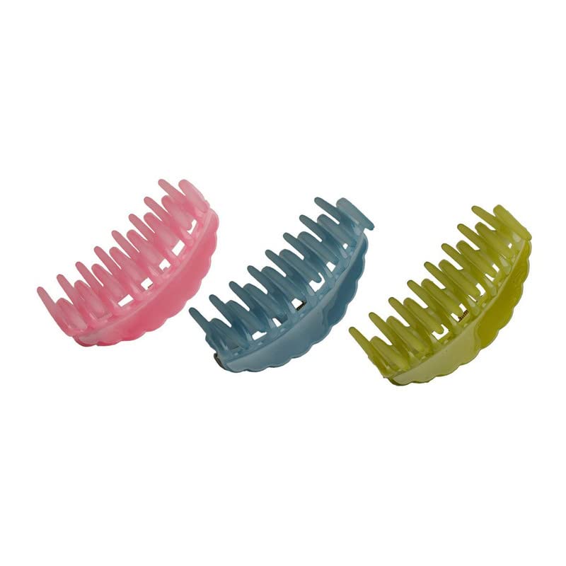 BIRDWARE big size Shell Orange Color Imported Acrylic Material Stone Butterfly Hair Clips For Women (Pack of 3 Pc) | Hair Clutchers (Round Pack Of 3 Multi) - Image 1