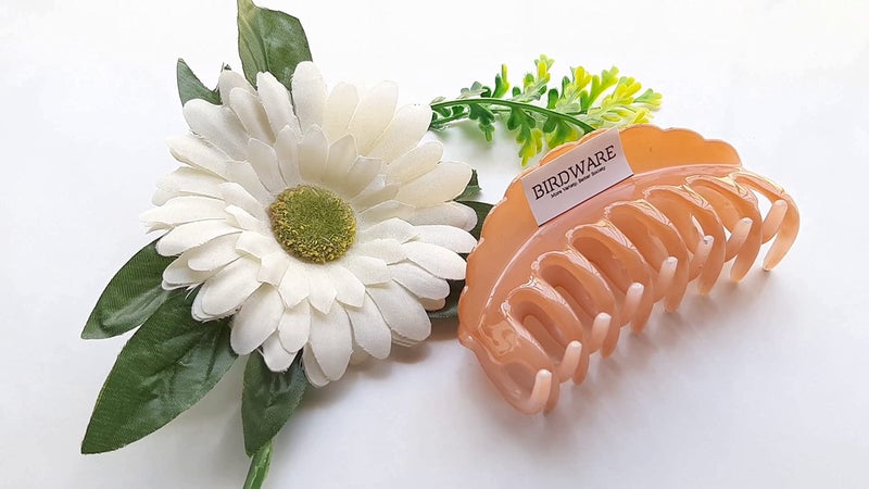 BIRDWARE big size Shell Orange Color Imported Acrylic Material Stone Butterfly Hair Clips For Women (Pack of 3 Pc) | Hair Clutchers (Round Pack Of 3 Multi) - Image 4