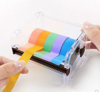 Generic And paper tape special creative cutter office stationery sub-packaging hand account transparent tape holder storage cutter box brown cutter