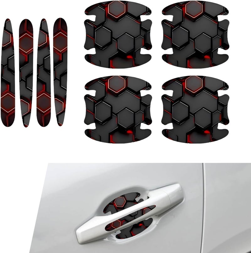 MOXRUQ 8 PCS Car Door Handle Scratch Protectors, Scratch-Proof Door Cup Protectors, Automotive Door Handle Paint Protective Film, Universal for Most Cars (Style 6) - Image 1