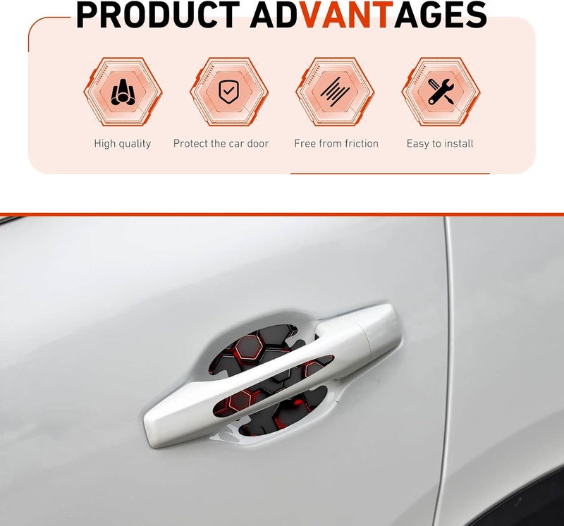 MOXRUQ 8 PCS Car Door Handle Scratch Protectors, Scratch-Proof Door Cup Protectors, Automotive Door Handle Paint Protective Film, Universal for Most Cars (Style 6) - Image 5