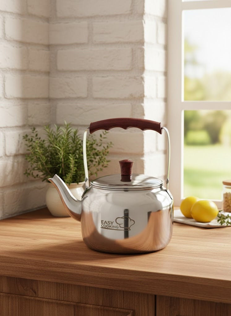 Easy Cooking Stainless Steel Tea Kettle 1.20 Liter Silver 18/10 (Made in Turkey) - Image 1