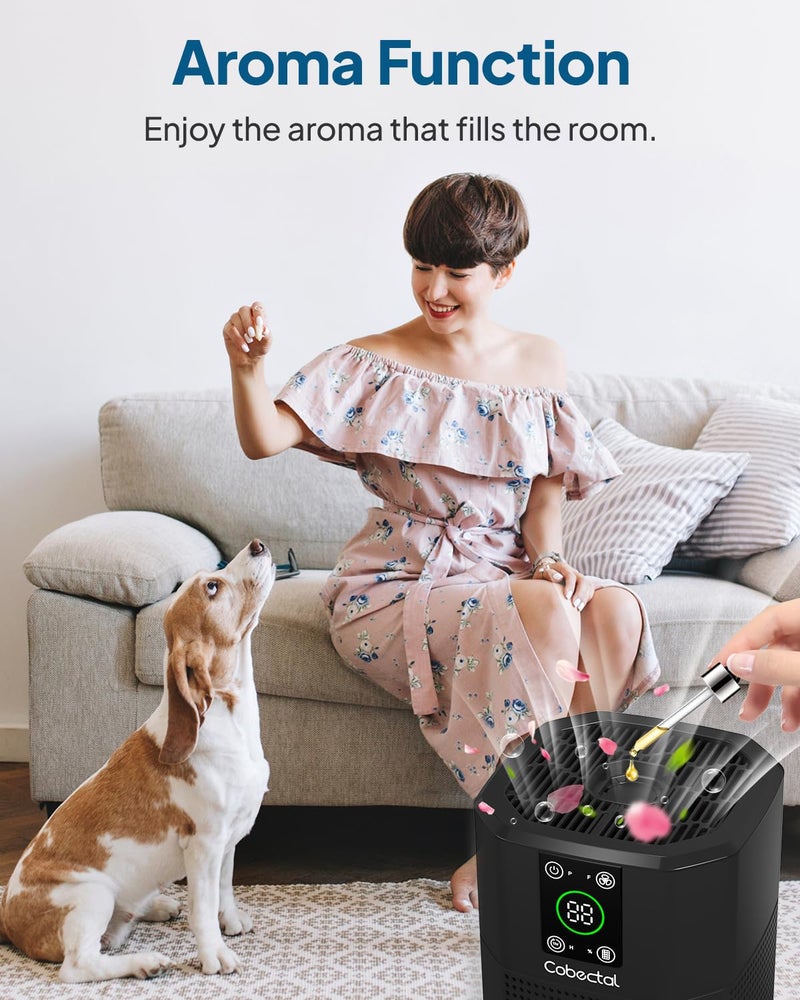 Cobectal Air Purifier for Home Bedroom, Cobectal Room Air Cleaner with H13 True HEPA 3-in-1 Filter, Aroma Function & Sleep Mode, Desktop Small Air Purifier for Office, Dorm, Hotel, RVs (Black) - Image 3