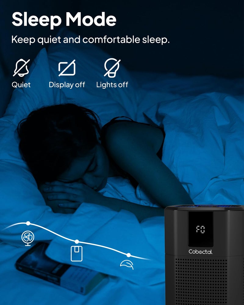 Cobectal Air Purifier for Home Bedroom, Cobectal Room Air Cleaner with H13 True HEPA 3-in-1 Filter, Aroma Function & Sleep Mode, Desktop Small Air Purifier for Office, Dorm, Hotel, RVs (Black) - Image 5