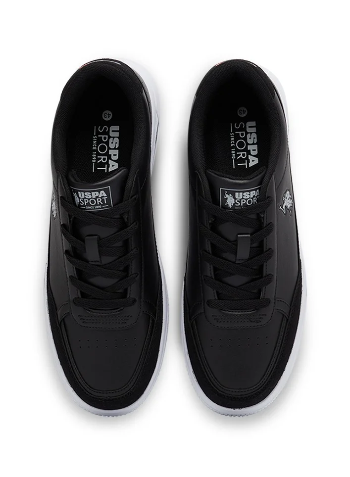U.S. Polo Assn. Men's Black Low-Top Sneakers - Lightweight Lace-Up Design, Comfortable for Everyday Outfits