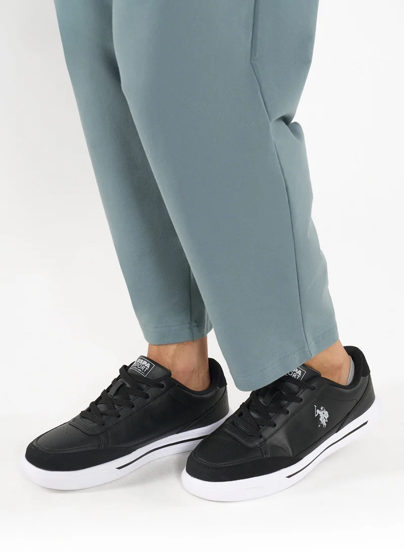U.S. Polo Assn. Men's Black Low-Top Sneakers - Lightweight Lace-Up Design, Comfortable for Everyday Outfits