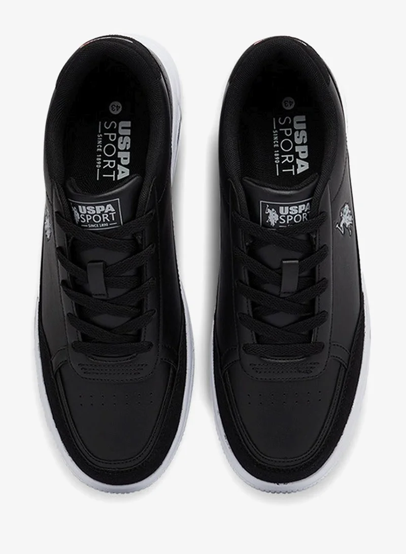 U.S. Polo Assn. Black Men's Black Low-Top Sneakers - Lightweight Shoes Lace-Up Design, Comfortable for Everyday Outfits for Men | Best Price UAE