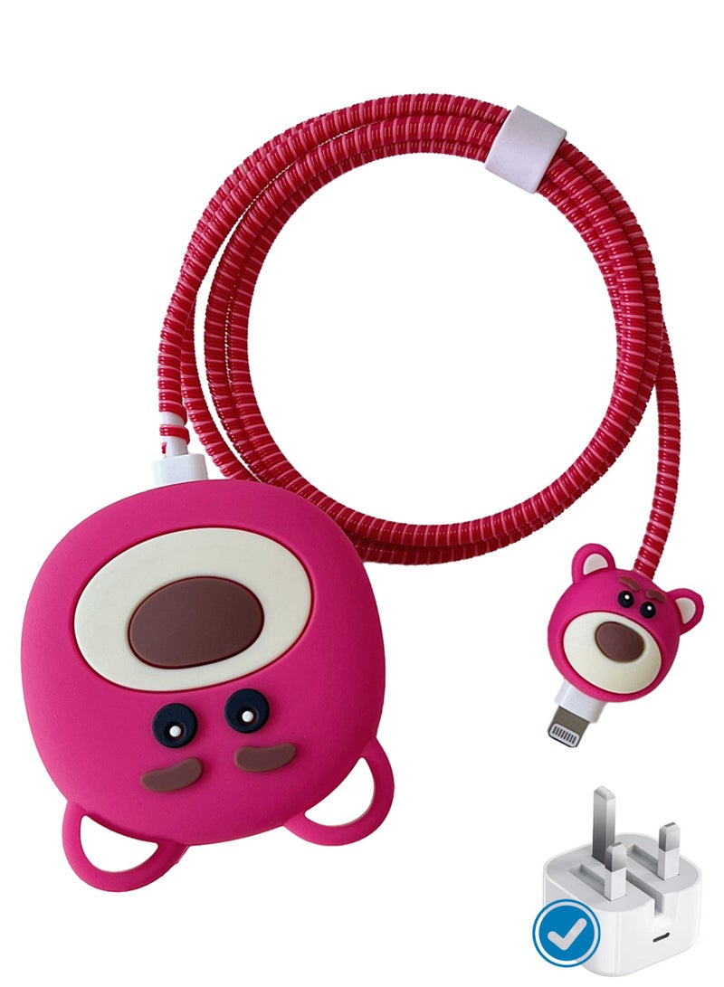 3D Cartoon Series Slim Charger Protector Compatible with iPhone 18W 20W Fast Charging Cable Protector Cover Data Cable Protector  - Image 1