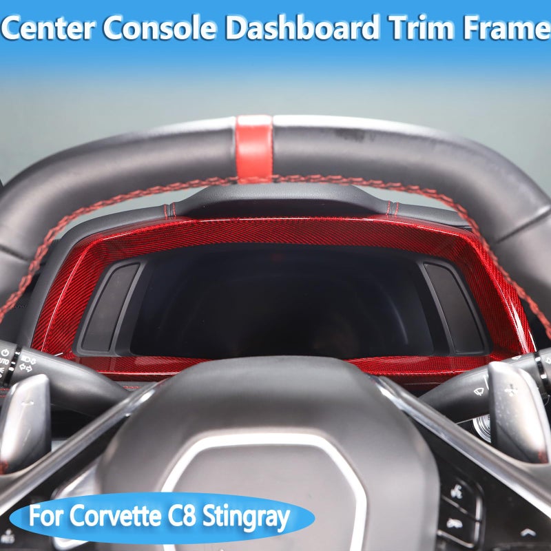 Generic Sekhyna Dashboard Panel Trim Frame Compatible with Chevrolet Corvette C8 Stingray 2020-2023 Red Real Carbon Fiber 1PCS Car Electronic Speedometer Trim Frame Accessories  - Image 2