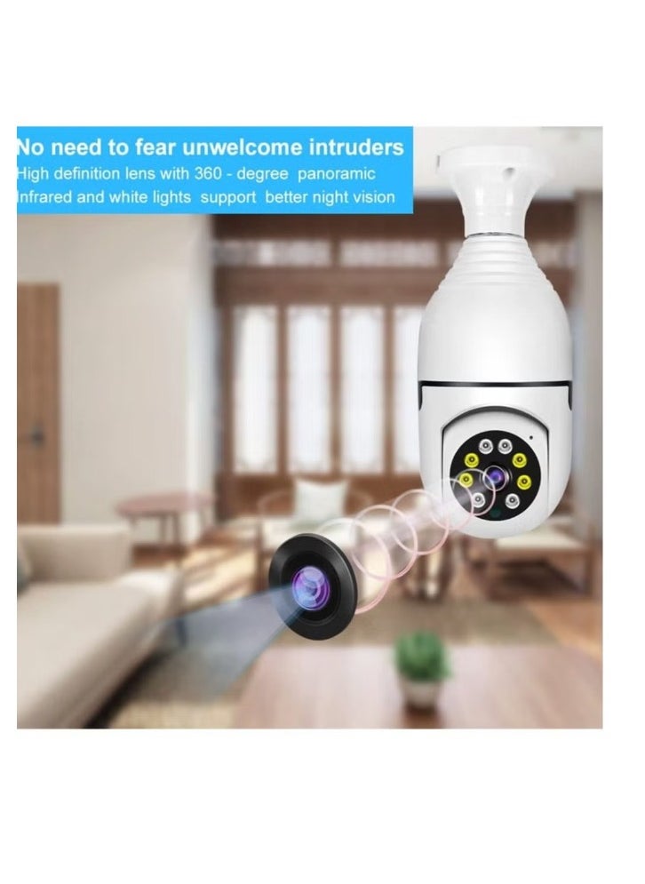 Generic - 1080P Wireless Tovnet Wifi Pan/Tilt Light Bulb Security Camera, 360 Degrees 3.0MP Cam Home Surveillance CCTV Panoramic IP Camera, with Night Vision - Image 1