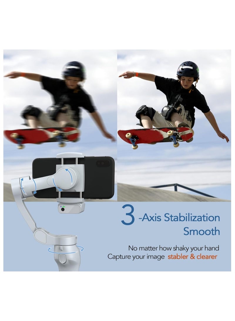 Ainawo 3-Axis Phone Gimbal With Magnetic AI Active Tracker,Gimbal Stabilizer For Smartphone With Fill Light,Phone Stabilizer For Video Recording,Gimbal For Android&iPhone,TikTok YouTube Vlogging Kit，L7C PRO AI White - Image 3