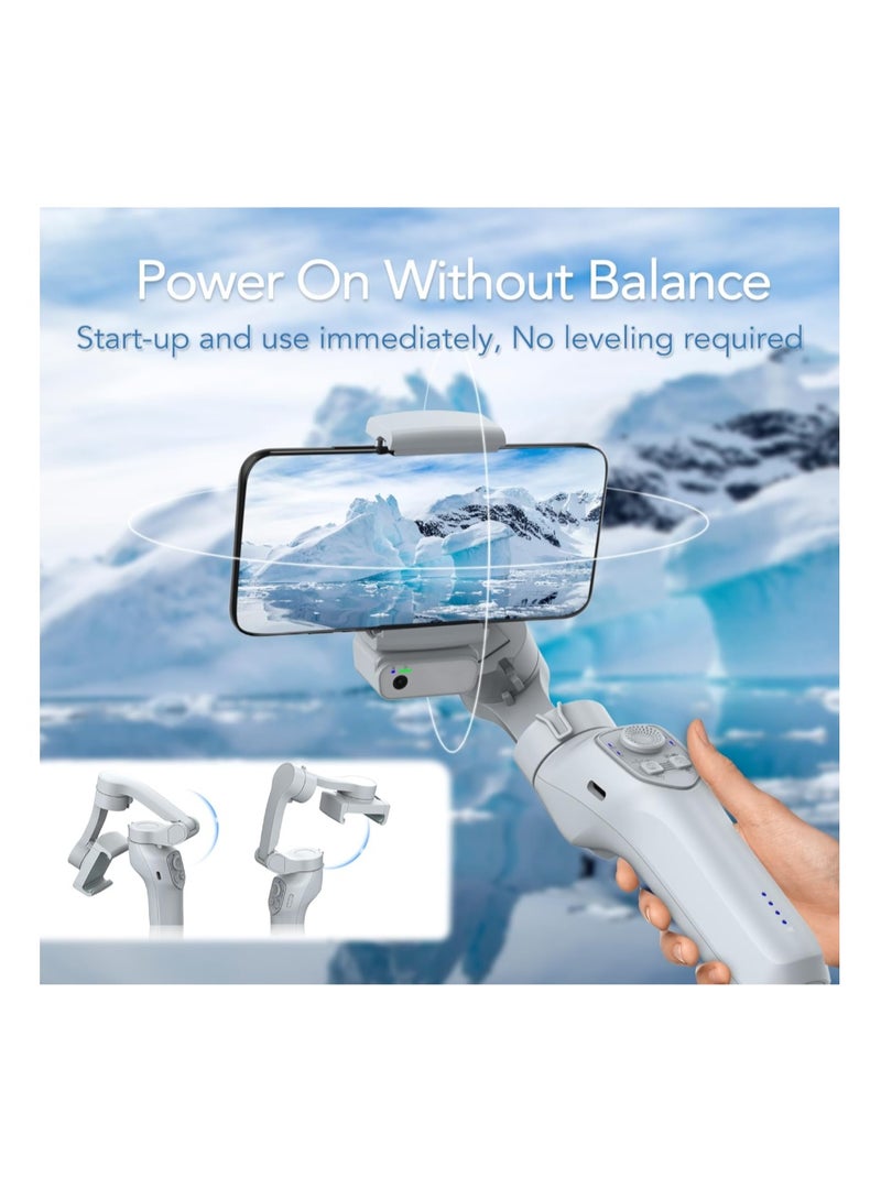 Ainawo 3-Axis Phone Gimbal With Magnetic AI Active Tracker,Gimbal Stabilizer For Smartphone With Fill Light,Phone Stabilizer For Video Recording,Gimbal For Android&iPhone,TikTok YouTube Vlogging Kit，L7C PRO AI White - Image 5