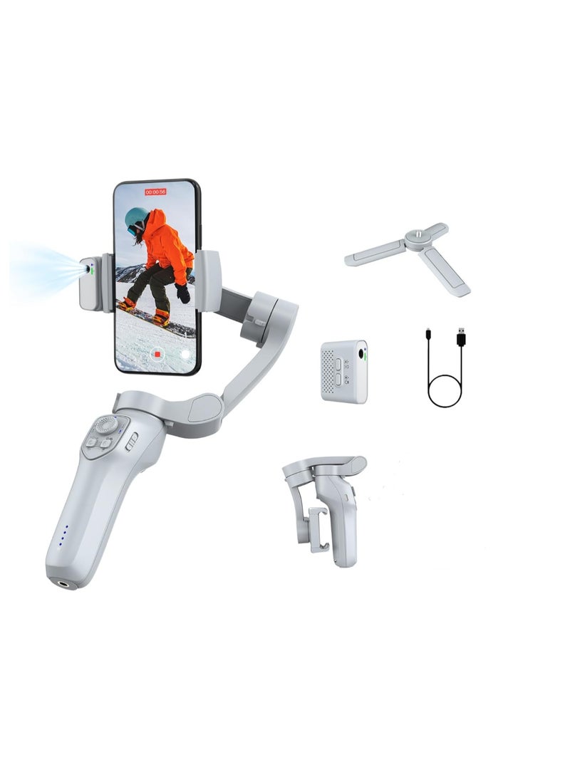 Ainawo 3-Axis Phone Gimbal With Magnetic AI Active Tracker,Gimbal Stabilizer For Smartphone With Fill Light,Phone Stabilizer For Video Recording,Gimbal For Android&iPhone,TikTok YouTube Vlogging Kit，L7C PRO AI White - Image 1