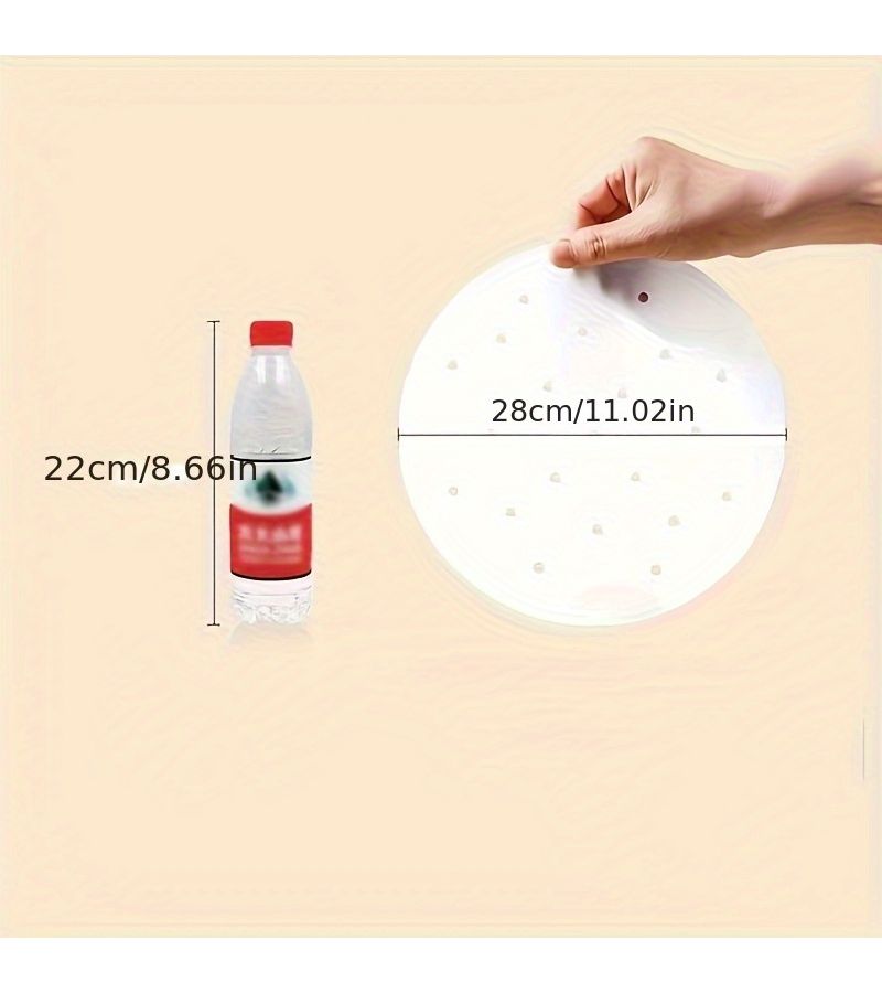 150pcs 5.91inch Disposable Steaming Paper Liners Non Stick Oil Resistant Steam Buns Dumplings Muffins Baozi Potstickers Dotted Design Secure Fit Home And Commercial Kitchen Use Food Safe Material - Image 3