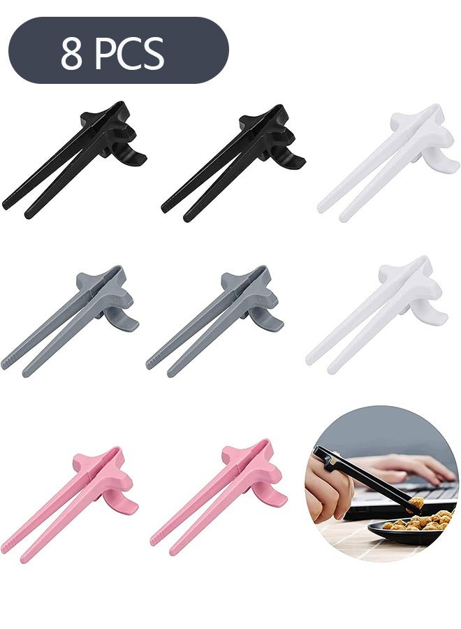 8 Piece Finger Chopsticks, Game Player Snack Chopstick Holder Lazy Auxiliary Chopsticks, Portable Snack Clamp Clips, No Dirty Hands Finger Tongs - Image 1