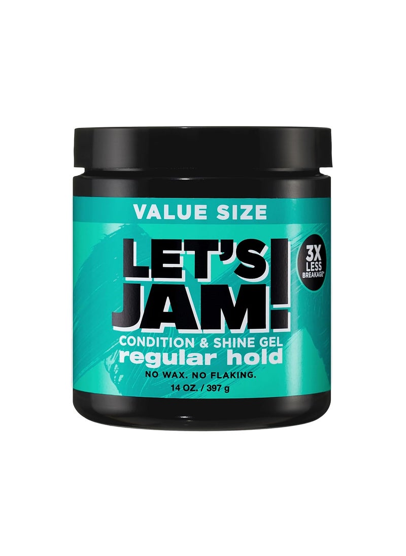 SoftSheen-Carson - SoftSheenCarson Lets Jam Shining and Conditioning Hair Gel by Dark and Lovely Regular Hold All Hair Types Styling Gel Great for Braiding Twisting  Smooth Edges Extra Hold 14 oz - Image 1