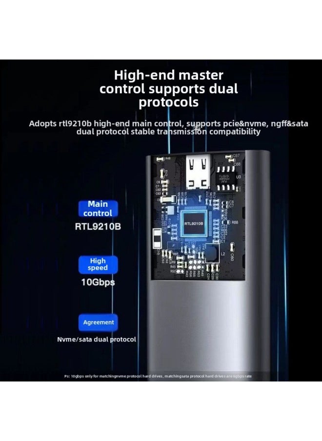 ماركة غير محددة صندوق القرص الصلب المحمول M.2 Nvme/ngff بروتوكول مزدوج إلى USB3.1gen2 صندوق خارجي قارئ القرص الصلب ذو الحالة الصلبة - اللون: صندوق القرص الصلب ثنائي البروتوكول - حزمة الأسلاك المزدوجة (كابل USB + كابل C إلى C) ★★  - Image 3