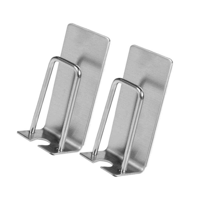Stainless Steel Wall Mounted Toothbrush Holder 2 Pack Self Adhesive Bathroom Storage Rack - Image 2