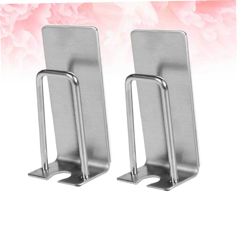 Stainless Steel Wall Mounted Toothbrush Holder 2 Pack Self Adhesive Bathroom Storage Rack - Image 5